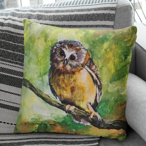 Owl Pillow - Faux Suede Square Pillow