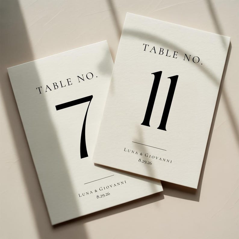 IVY Editable Wedding Table Numbers, Printable Table Number Cards ...