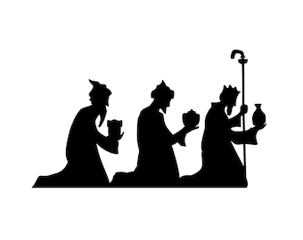 Three Wise Men | Instant Digital Downloads | Black & White | PNG, JPG, SVG, eps, dxf