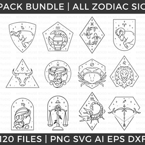 Zodiac Signs Bundle, 120 FILES TOTAL, Digital Download