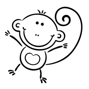 Baby Monkey Nursery Art | Black & White Digital Download | PNG, JPG, SVG, eps, dxf