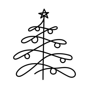 Christmas Tree | Instant Digital Downloads in Black & White | PNG, JPG, SVG, eps, dxf