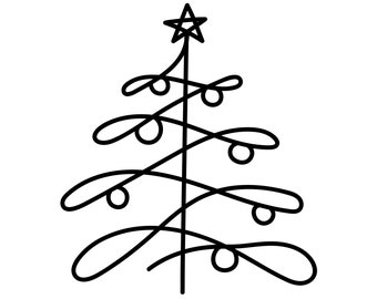 Christmas Tree | Instant Digital Downloads in Black & White | PNG, JPG, SVG, eps, dxf