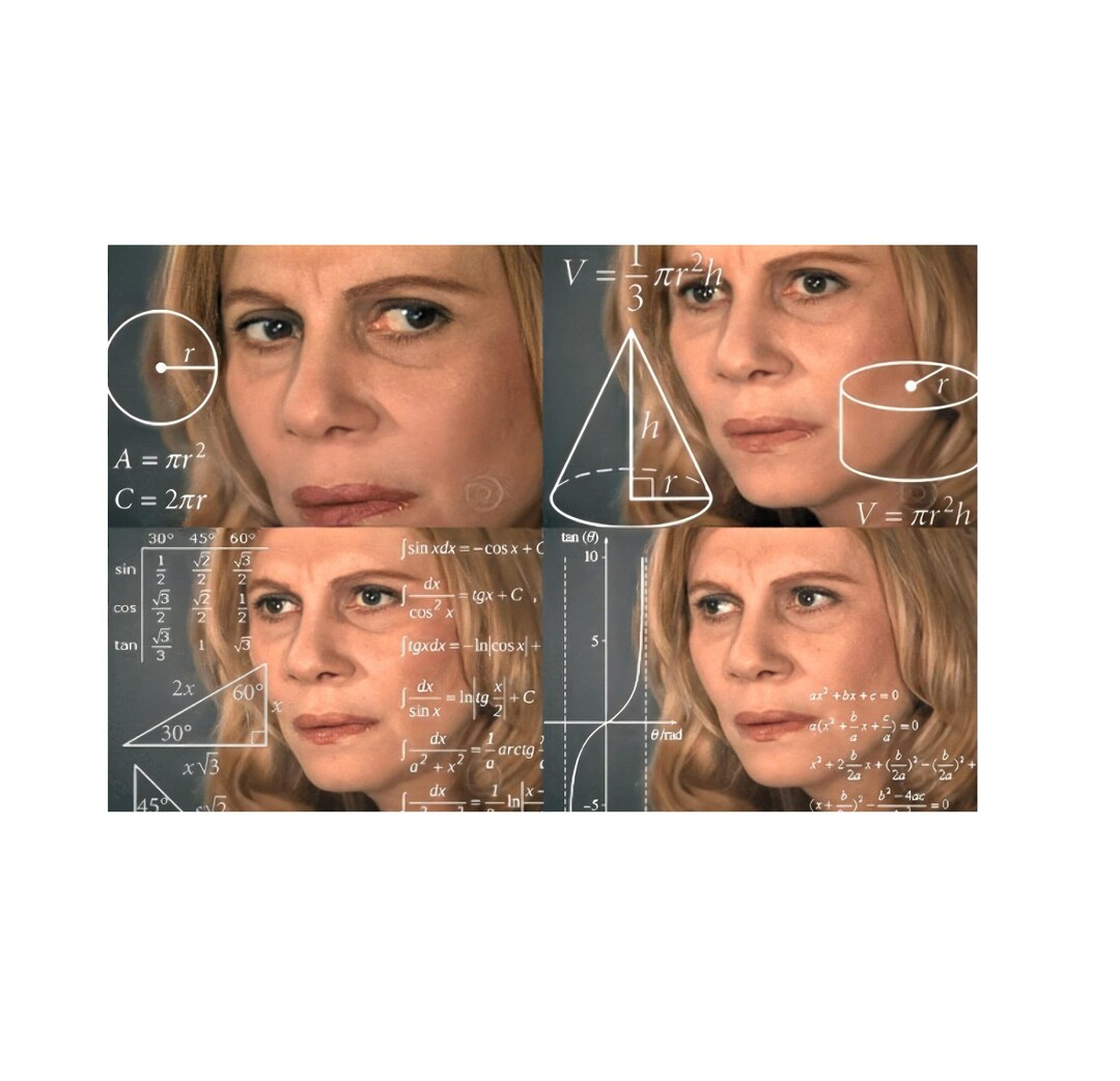Confused Math Lady Meme Funny Clipart Digital Download PNG JPG 