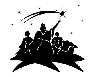 Three Wise Men Silhouette | Christmas Nativity SVG PNG JPG (Digital Download)
