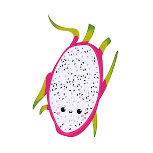 Smiling Dragonfruit | Cute Fruit | Cartoon Clipart | Digital Download | PNG, JPG, SVG, eps, dxf