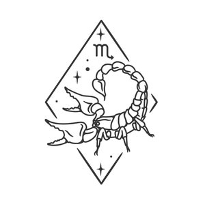 Scorpio Zodiac Art | Instant Downloads in Black & White | PNG, JPG, SVG, eps, dxf | Digital Download