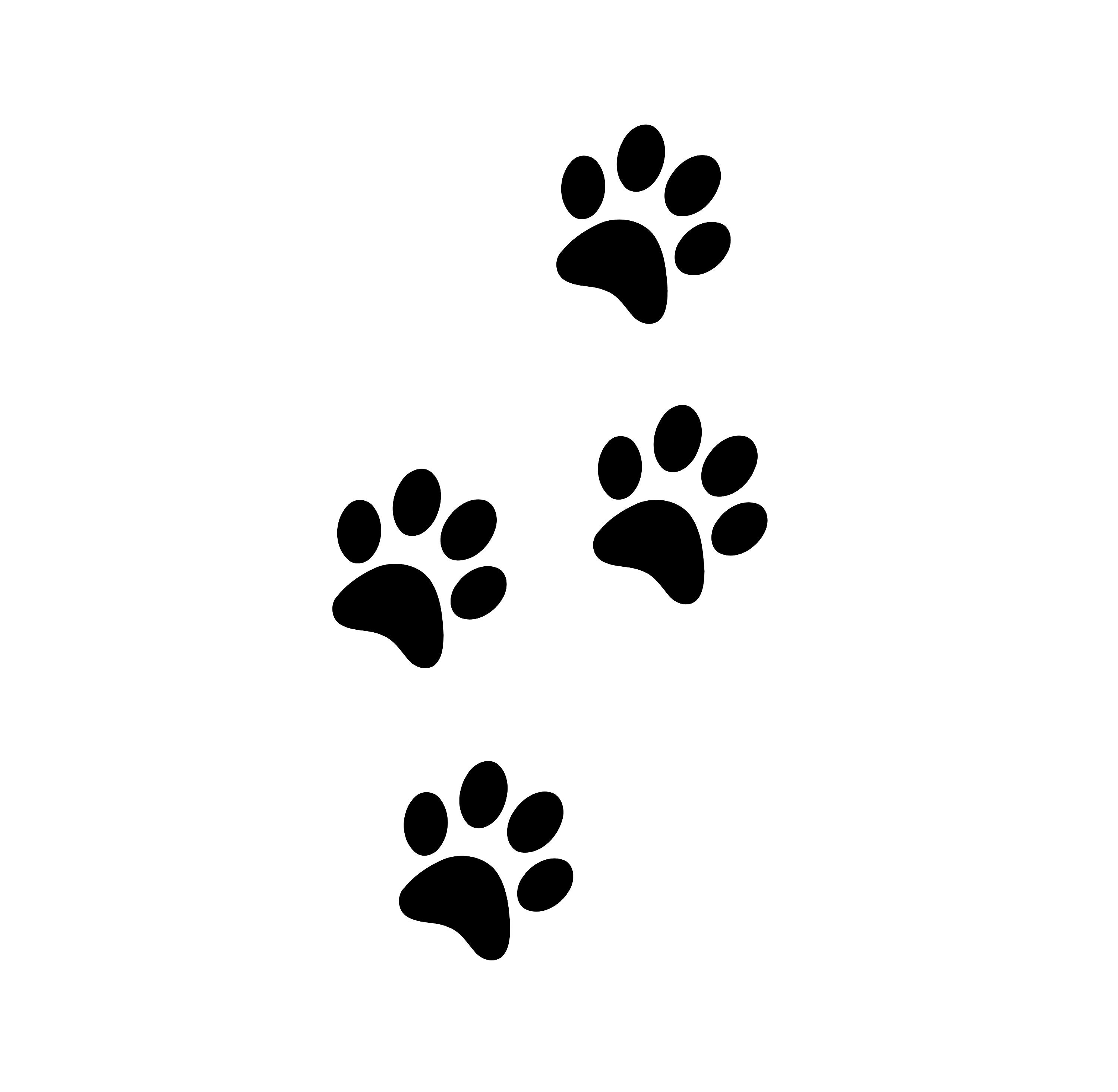 Huellas de patas / Arte gráfico de perros cachorros / Descarga digital instantánea en blanco y negro / PNG, JPG, SVG, eps, dxf