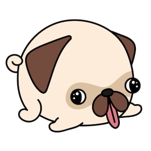 Funny Pug Clipart | Kids Room Art | Instant Digital Download | PNG, JPG, SVG, eps, dxf