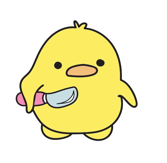 ナイフを持ったひよこ | 面白いクリップアート | デジタルダウンロード