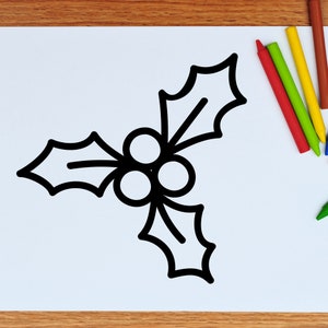 Mistletoe Holly | Instant Downloads in Black & White | PNG, JPG, SVG, eps, dxf | Digital Download
