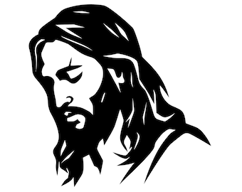 Jesus Silhouette | Christian Graphic Art | Instant Downloads | Black & White Digital Download | PNG, JPG, SVG, eps, dxf