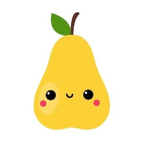 Happy Pear | Cute Fruit | Cartoon Clipart | Digital Download | PNG, JPG, SVG, eps, dxf
