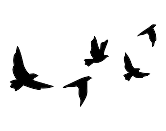 Birds in Flight | Graphic Design | Black & White Digital Download | PNG, JPG, SVG, eps, dxf