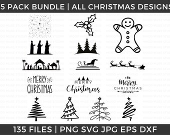 Christmas Designs Bundle (svg, png, eps, dxf) (Digital Download)