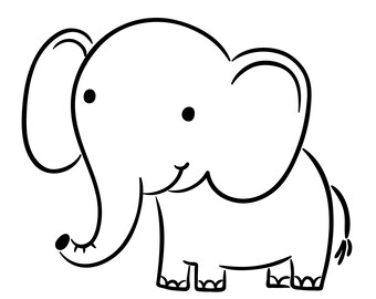 Baby Elephant Nursery Art | Black & White Digital Download | PNG, JPG, SVG, eps, dxf