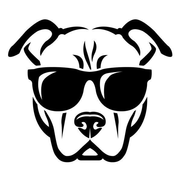 Cool Pitbull | Funny Animal Digital Art | Instant Digital Download | PNG, JPG, SVG, eps, dxf