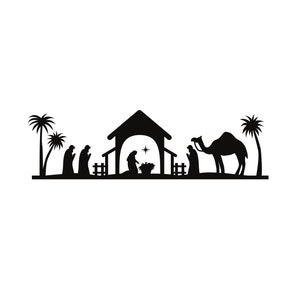 Nativity Scene | Instant Downloads in Black & White | PNG, JPG, SVG, eps, dxf | Digital Download