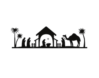 Nativity Scene | Instant Downloads in Black & White | PNG, JPG, SVG, eps, dxf | Digital Download