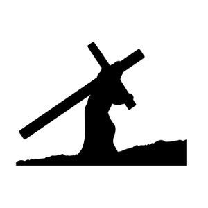 Christ with Cross | Jesus Crucifixion | Black & White Instant Digital Download | PNG, JPG, SVG, eps, dxf
