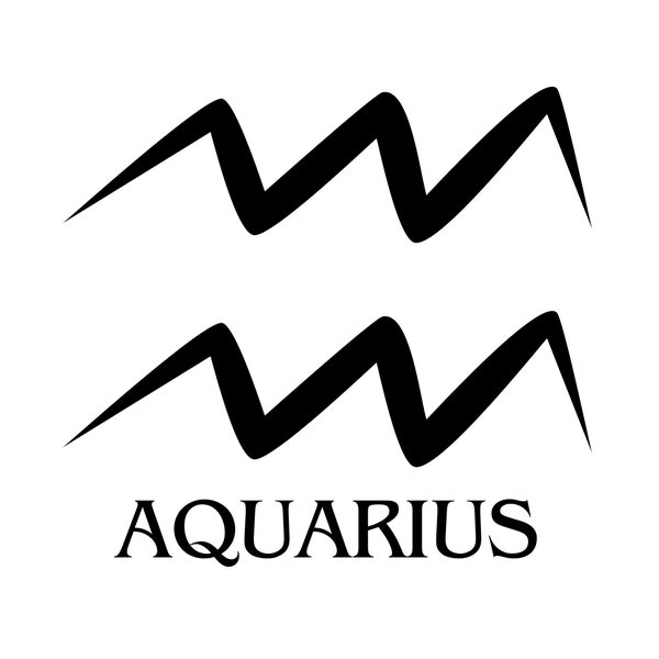 Aquarius Zodiac Sign | Instant Downloads in Black & White | PNG, JPG, SVG, eps, dxf | Digital Download