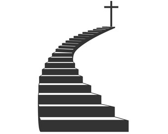 Stairway to Heaven | Christian Cross | Instant Downloads | Black & White Digital Download | PNG, JPG, SVG, eps, dxf