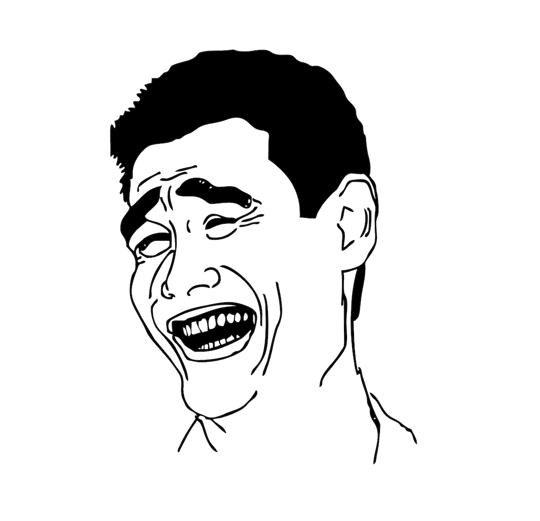 Laughing Face Meme Clipart Funny Black And White PNG SVG digital 