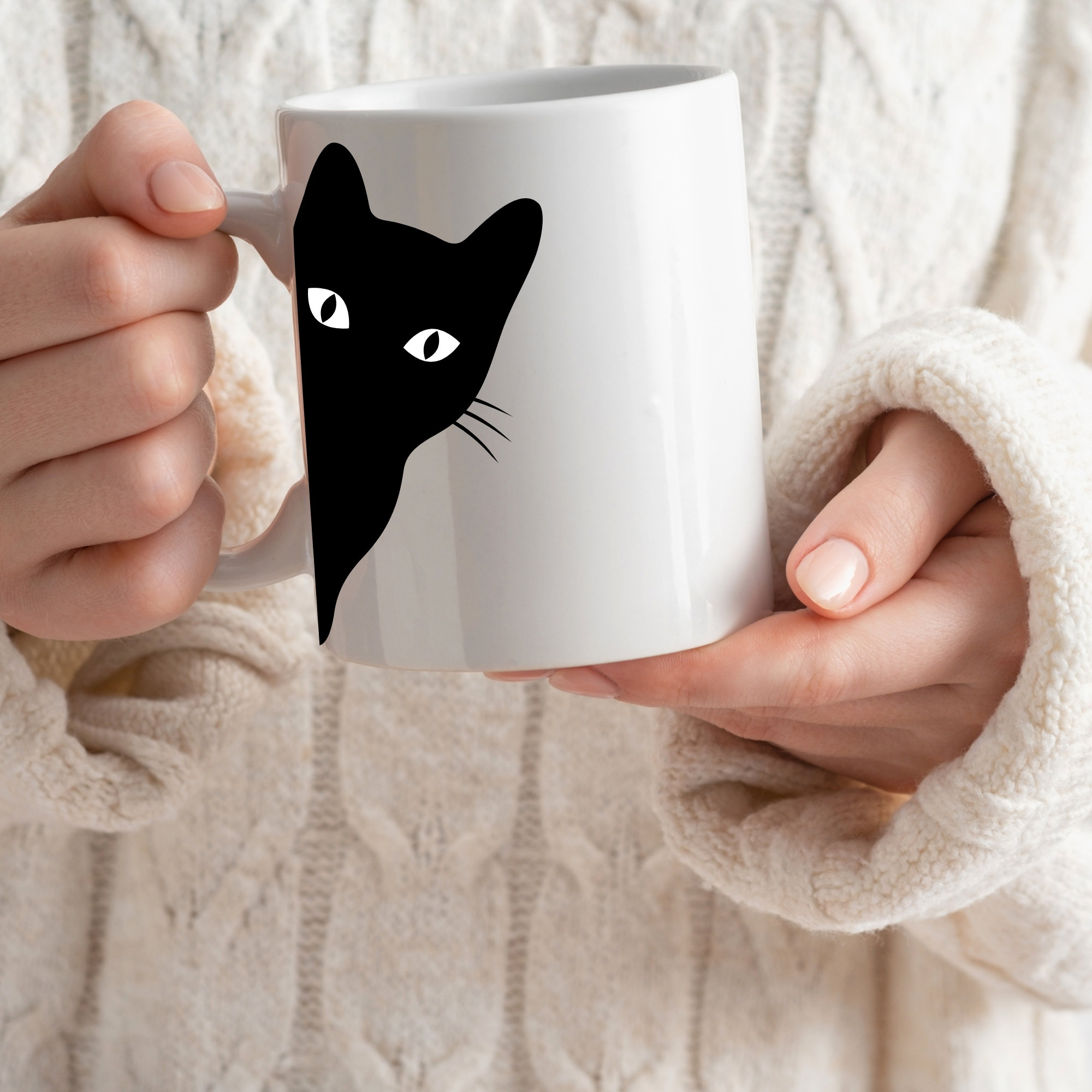 Sneaky Black Cat | Graphic Design | Black & White Digital Download