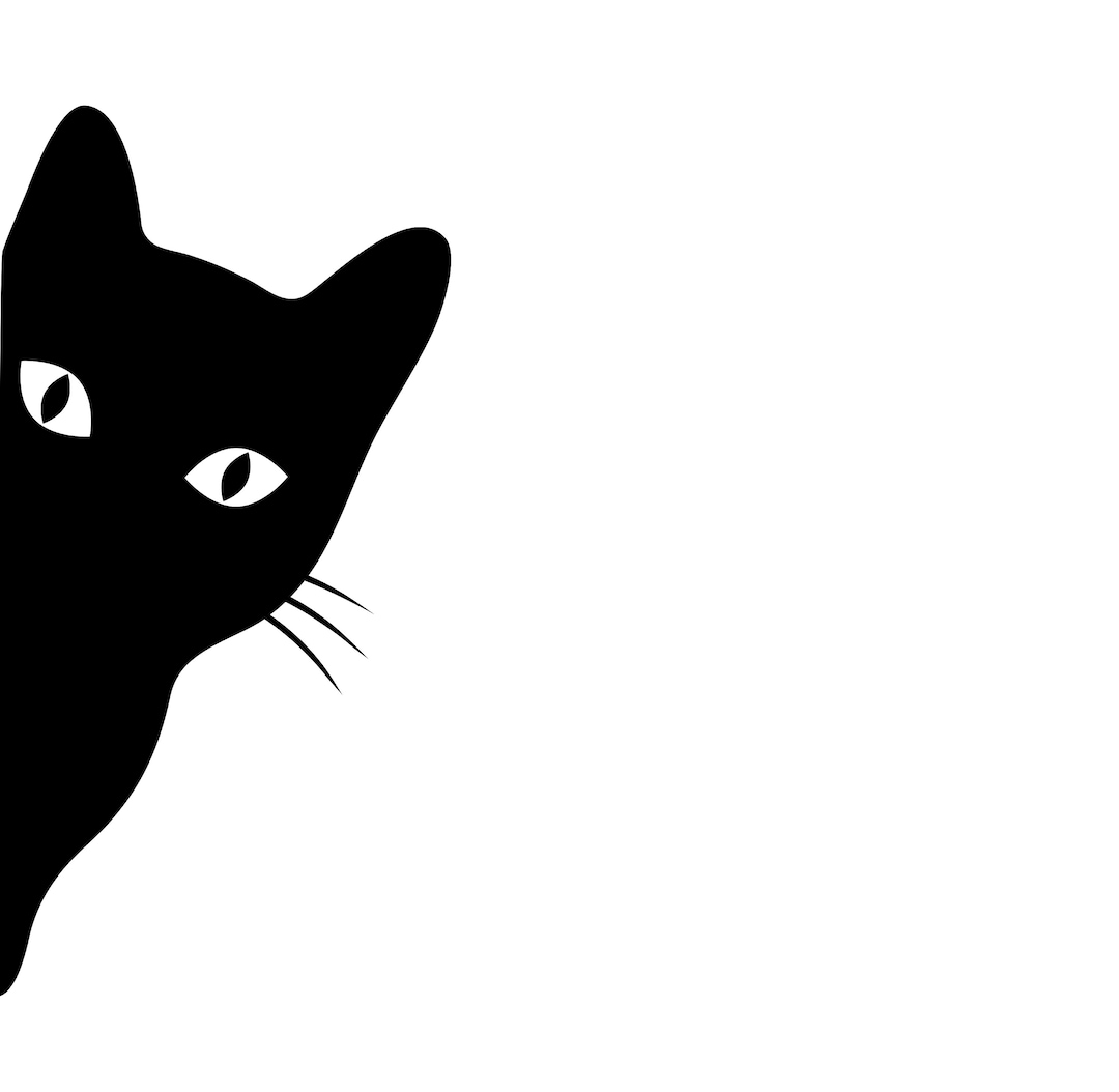 Sneaky Black Cat Graphic Design Black & White Digital Download PNG, JPG ...