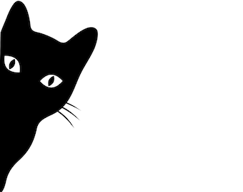 Sneaky Black Cat | Graphic Design | Black & White Digital Download | PNG, JPG, SVG, eps, dxf