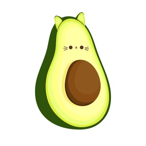 Kitten Avocado | Cute Fruit | Cartoon Clipart | Digital Download | PNG, JPG, SVG, eps, dxf