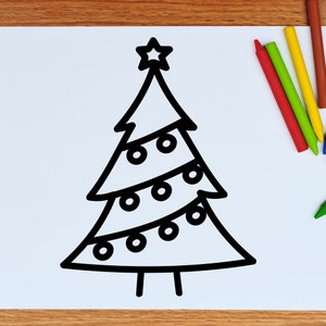 Christmas Tree | Instant Downloads in Black & White | PNG, JPG, SVG, eps, dxf | Digital Download