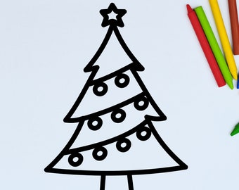 Christmas Tree | Instant Downloads in Black & White | PNG, JPG, SVG, eps, dxf | Digital Download