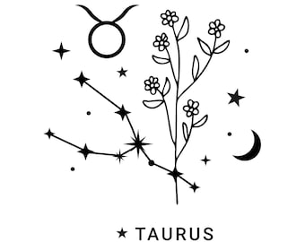 Taurus Zodiac Sign Art | Celestial (svg, png, jpg, eps, dxf) (Digital Download)