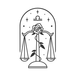 Libra Zodiac Art | Instant Downloads in Black & White | PNG, JPG, SVG, eps, dxf | Digital Download