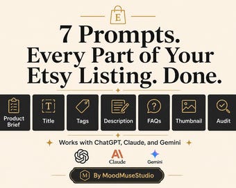 Etsy Listing Optimizer AI Prompts Pack | Digital Seller Tool (PDF Download)