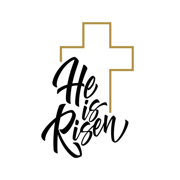 He is Risen | Jesus Christ Easter Graphic Art | Black and White Instant Digital Download | PNG, JPG, SVG, eps, dxf