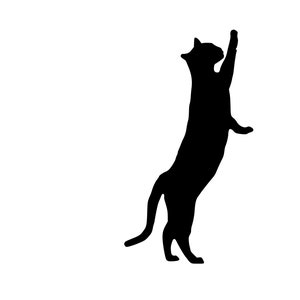 伸びをする黒猫 | 猫のクリップアート | デジタルダウンロード | PNG、JPG、SVG、eps、dxf