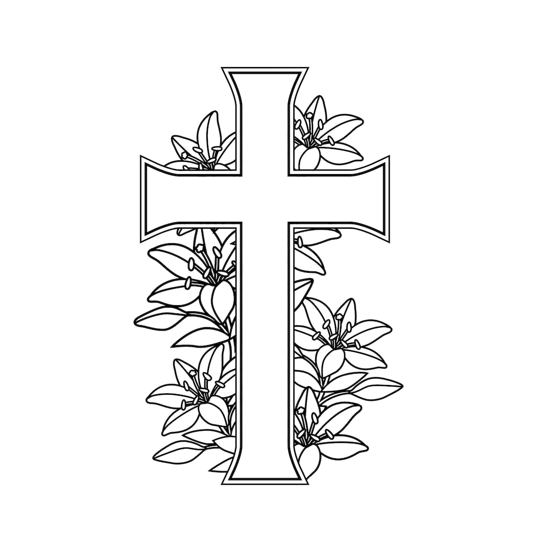 Cross and Flowers | Christian Design | Black \u0026 White Instant Digital  Download | PNG, JPG, SVG, Eps, Dxf - Etsy, image size:1080x1088