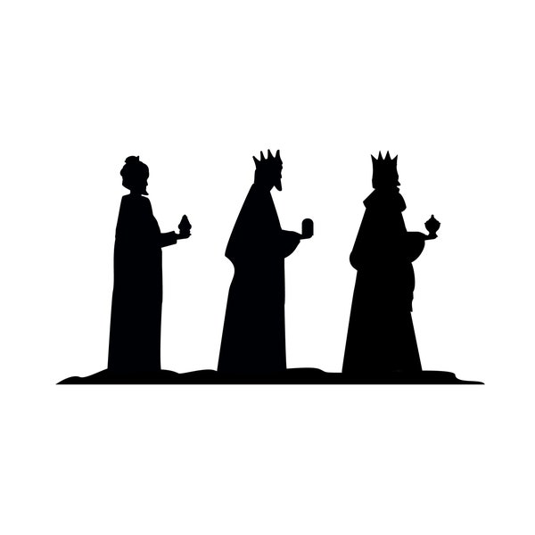 Three Wise Men | Instant Downloads in Black & White | PNG, JPG, SVG, eps, dxf | Digital Download