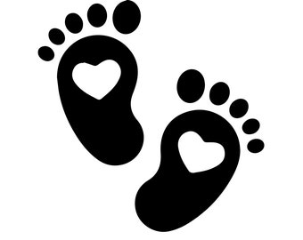 Baby Footprints | 10 Instant Digital Downloads in Black & White | PNG, JPG, SVG, eps, dxf