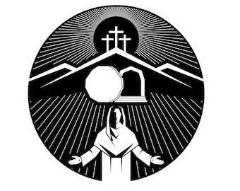 Three Crosses of Calvary | Jesus Resurrection Design | Black & White Instant Digital Download | PNG, JPG, SVG, eps, dxf
