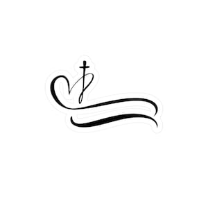 Heart and Cross Vinyl Decal Sticker | 4 Sizes | Faith Based Design, Christian Sticker, Religious Decal, Faith Vinyl