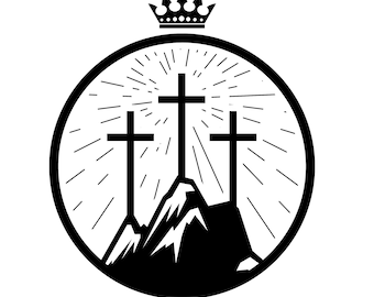 Three Crosses of Calvary | Jesus Crucifixion Design | Black & White Instant Digital Download | PNG, JPG, SVG, eps, dxf