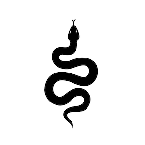 Puede incluir: Silueta negra de una serpiente enroscada en posición vertical con la cabeza mirando hacia arriba.