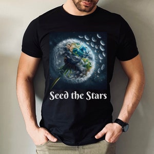 Dandelion Earth Space T-shirt: Future World, Galaxy Design