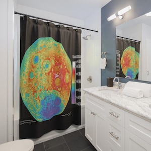 Vollmond Elevation Map Duschvorhänge ~ Astronomie Astrophysics Lunar Surface Space Decor Wissenschaft Kosmische Wissenschaft NASA-Teleskop Regolith