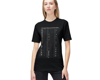 Solar System Objects T-Shirt, Astronomy Gift, 100 Largest Objects