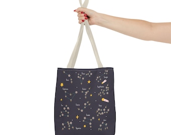 Space Constellations Handbag, Celestial Tote Bag, Starry Night Sky Purse, Galaxy Shoulder Bag, Astronomical Tote
