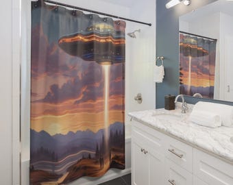 UFO Sightings Shower Curtain - Extraterrestrial Exploration Design